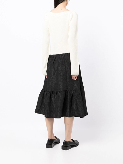 Shop B+ab Two-tone Skirt-top Dress In Weiss