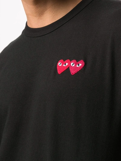 Shop Comme Des Garçons Play Double Heart Patch Short Sleeve T-shirt In Black