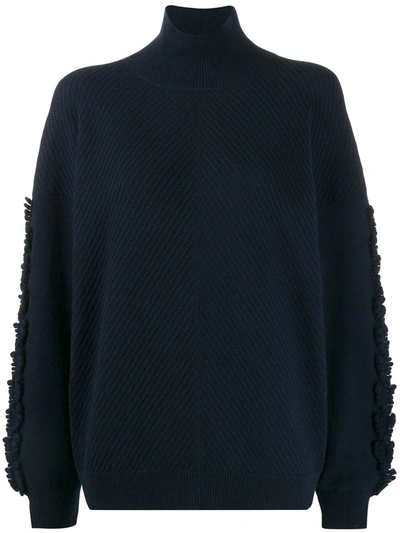 Shop Barrie Textured Sleeves Detail Jumper In Blue