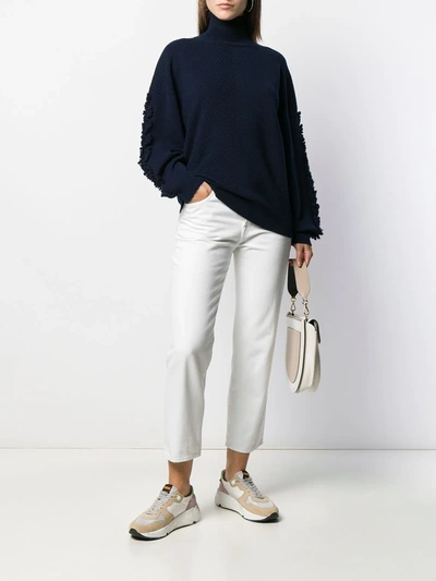 Barrie Textured Sleeves Detail Jumper In Blue