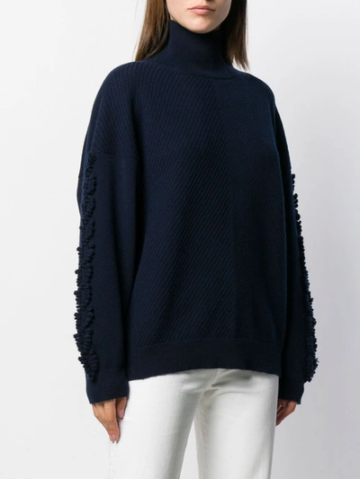 Barrie Textured Sleeves Detail Jumper In Blue