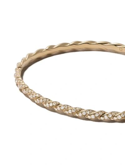 Shop David Yurman 18kt Yellow Gold Pavéflex Single Row Diamond Bangle In 88adi