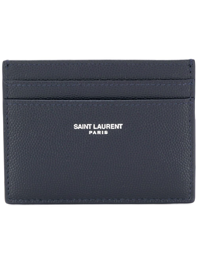 Shop Saint Laurent Logo Cardholder In Blue