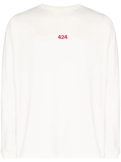 Shop 424 Logo-embroidered Long-sleeve T-shirt In White