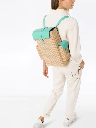 Shop Natasha Zinko Woven Straw Backpack In Neutrals