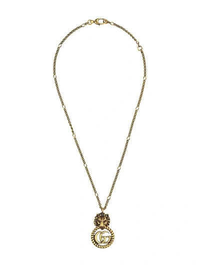 Shop Gucci Lion Head Necklace In Gold