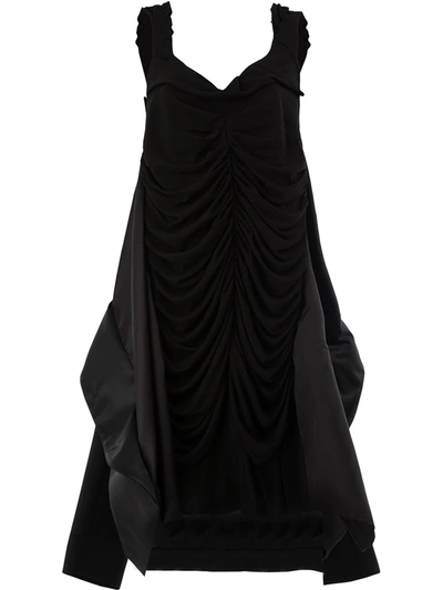 Shop Maison Margiela Ruched Asymmetrical Hem Dress In Black