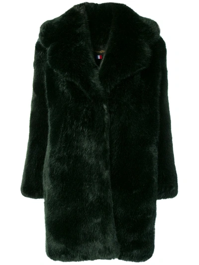 Shop La Seine & Moi Louve Faux Fur Coat In Green