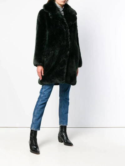 Shop La Seine & Moi Louve Faux Fur Coat In Green
