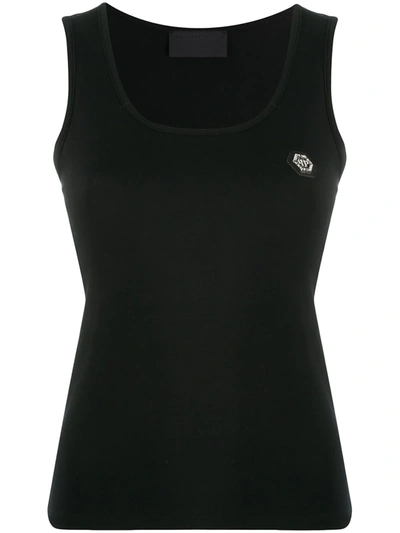 Shop Philipp Plein Logo Tank Top In Black