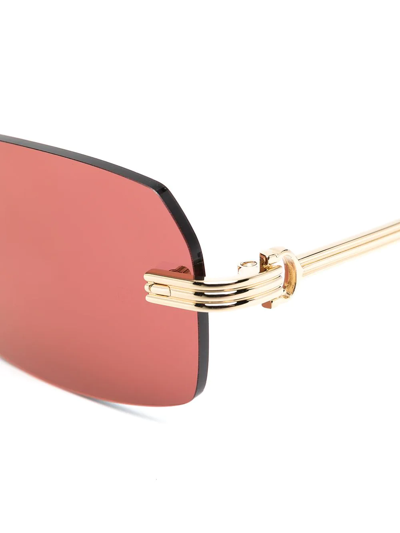 Shop Cartier Rimless Square-frame Sunglasses In Gold