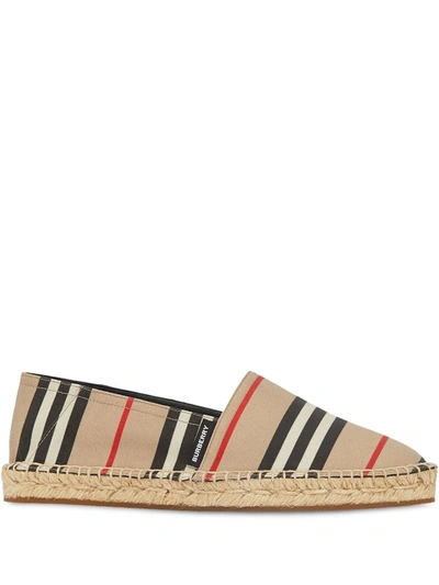 Shop Burberry Icon Stripe Espadrilles In Neutrals ,black