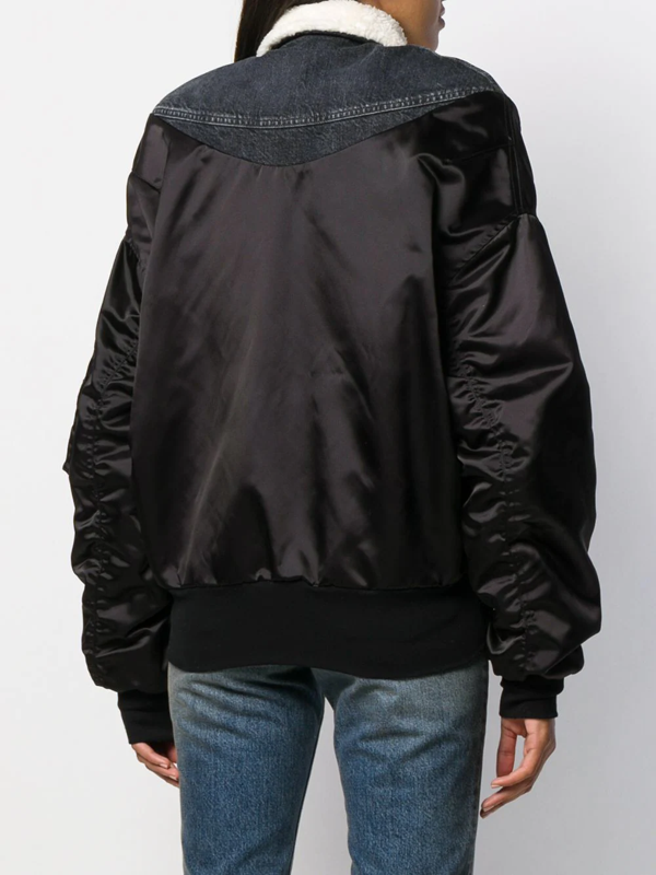 Unravel Project denim-panelled bomber jacket - Blue