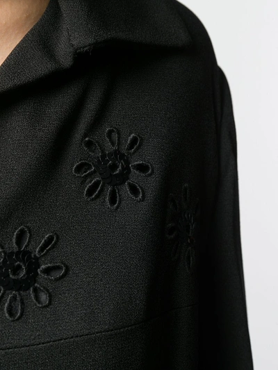 Pre-owned A.n.g.e.l.o. Vintage Cult 1960's Sorelle Fontana Embroidered Flowers Dress In Black