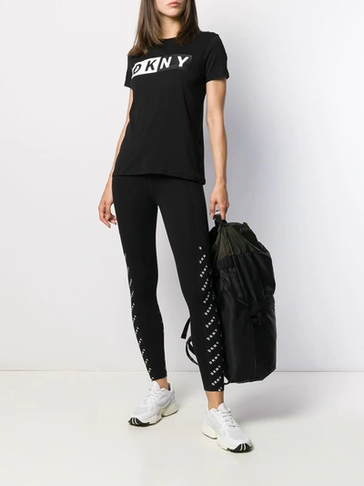 Shop Dkny Printed Two-tone Logo T-shirt In Black