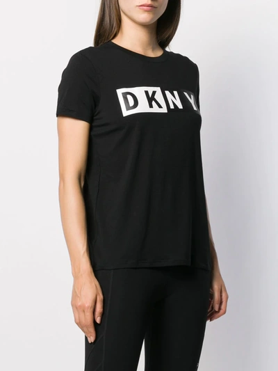 Shop Dkny Printed Two-tone Logo T-shirt In Black