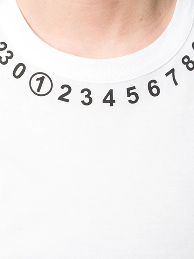 Shop Maison Margiela Numbers Print Neckline T-shirt In White