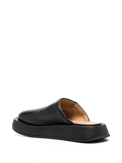 Shop Marsèll Pebbled Leather Slippers In Black