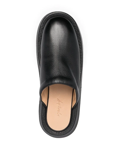 Shop Marsèll Pebbled Leather Slippers In Black