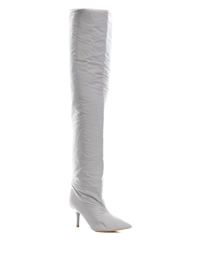 Shop Yeezy Reflective Knee-high Boots In Grey