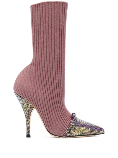 Shop Marco De Vincenzo Sock-style Stiletto Boots In Pink