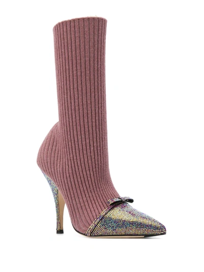 Shop Marco De Vincenzo Sock-style Stiletto Boots In Pink