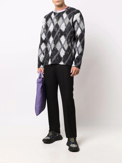 Moschino Argyle-pattern Wool-blend Jumper In 灰色