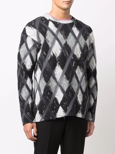 Moschino Argyle-pattern Wool-blend Jumper In 灰色