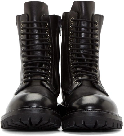 Shop Rick Owens Black Goodyear Flex Combat Boots