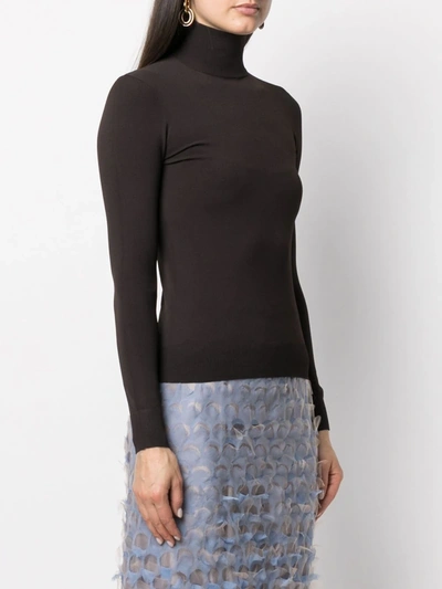 Shop Bottega Veneta Fine-knit High-neck Jumper In Brown