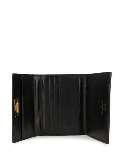 Pre-owned Ferragamo 1990s Gancini Trifold Shoulder Wallet In Black