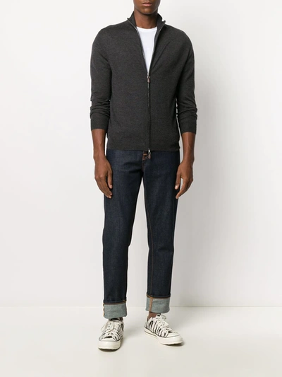Shop N•peal Spread Collar Cardigan In Grey