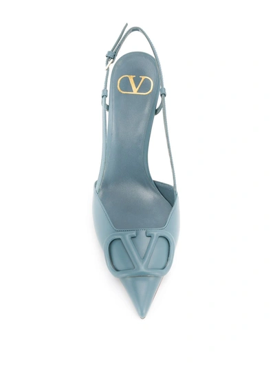 Shop Valentino Vlogo Calfskin Pumps In Blue