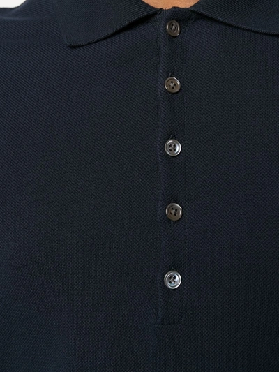 Shop Thom Browne 4-bar Piqué Polo Shirt In Blue