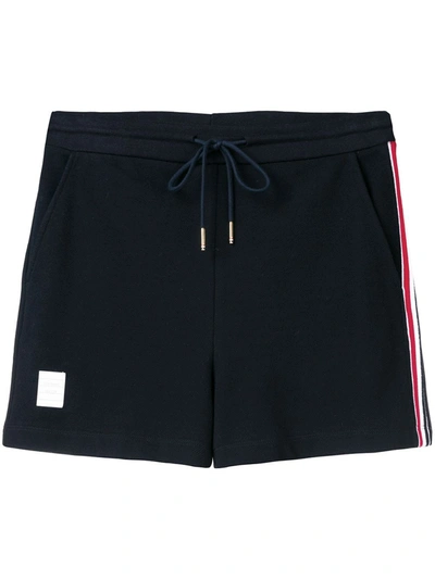 Shop Thom Browne Rwb Stripe Piqué Shorts In 415 Navy