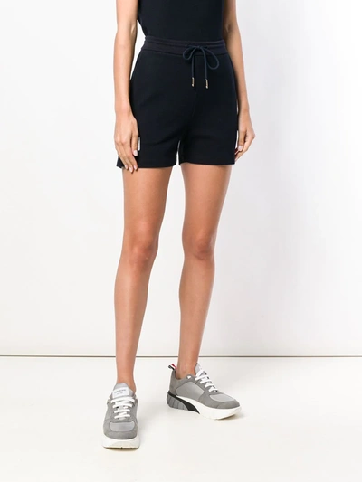 Shop Thom Browne Stripe-detail Piqué-weave Shorts In 415 Navy