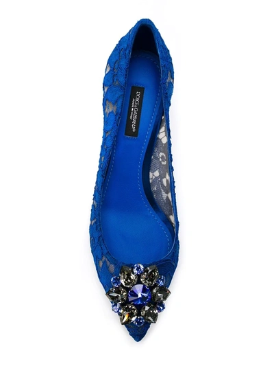 Shop Dolce & Gabbana Rainbow Lace 60mm Brooch-detail Pumps In Blue