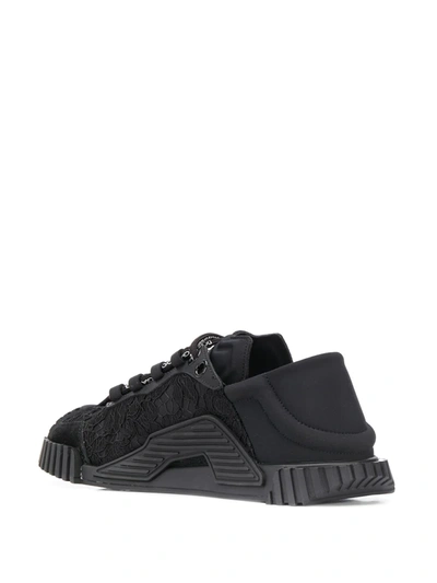 Dolce & Gabbana Ns1 Lace-up Canvas Sneakers With Lace Detail In Black