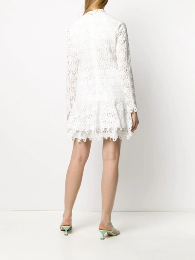 Shop Jonathan Simkhai Geometric-lace Tiered Mini Dress In White