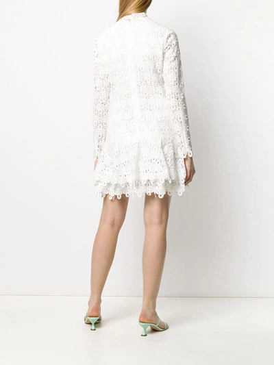 Simkhai Guipure Lace Long-sleeve Mini Dress In White