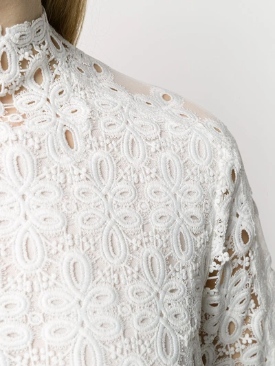 Simkhai Guipure Lace Long-sleeve Mini Dress In White