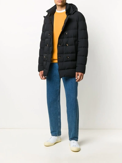 Shop Moorer Florio Double-breasted Padded Coat In Blue