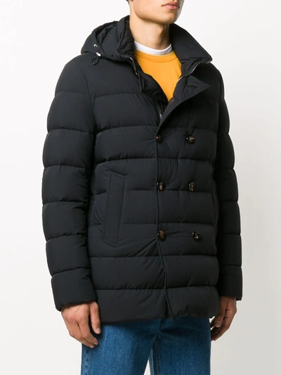 Shop Moorer Florio Double-breasted Padded Coat In Blue