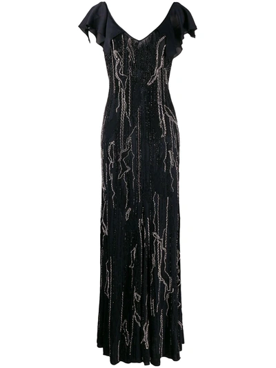 Shop Amen Embellished Evening Dress In Black