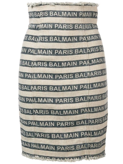 Shop Balmain Paris Striped Skirt In Gay Fice