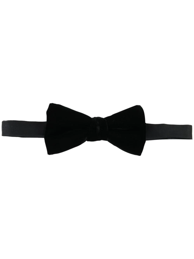 Shop Saint Laurent Velvet Bow Tie In Black