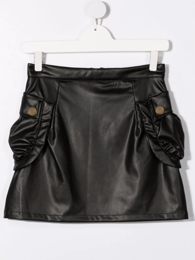Shop Balmain Side Flap-pocket Skirt In Black
