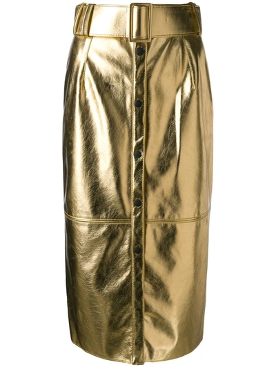 Shop Msgm High-waisted Skirt In Metallic