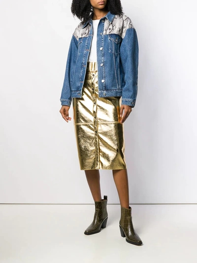 Shop Msgm High-waisted Skirt In Metallic