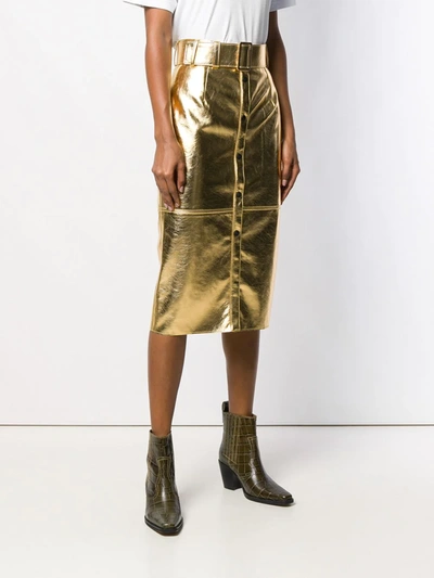 Shop Msgm High-waisted Skirt In Metallic